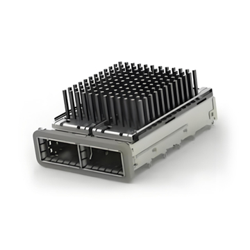 TE 2170812-6 QSFP28 Cage Ganged (1 x 2) with Heat Sink Through Hole Right Angle Press-Fit EMI Shielded