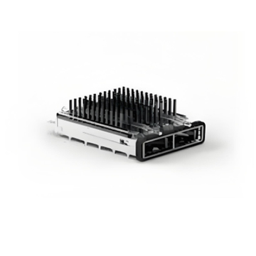 TE 2170814-3 QSFP28 Cage Ganged (1 x 2) with Heat Sink Through Hole Right Angle Press-Fit EMI Shielded Light Pipe