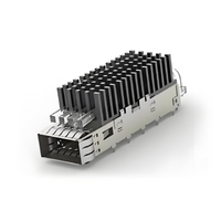 TE 2293574-1 QSFP28 Cage with Heat Sink Through Hole Right Angle Press-Fit EMI Shielded Light Pipe