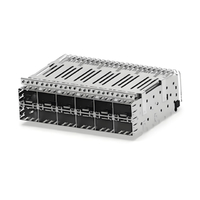 TE 1658895-2 SFP Receptacle with Cage Ganged (2x6) Through Hole Right Angle Press-Fit Board Guide EMI Shielded Light Pipe