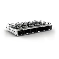 TE 2007250-1 SFP+ Cage Ganged (1 x 6) Through Hole Right Angle Press-Fit EMI Shielded Light Pipe