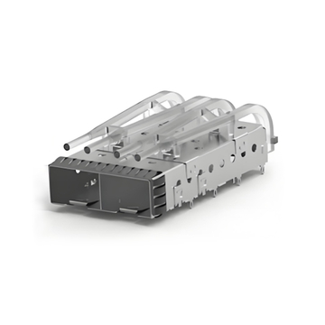 TE 2007262-1 SFP+ Cage Ganged (1 x 2) Through Hole Right Angle Press-Fit EMI Shielded Light Pipe