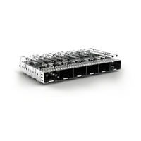 TE 2143294-1 SFP+ Cage 1 x 6 Through Hole Right Angle Press-Fit EMI Shielded Light Pipe