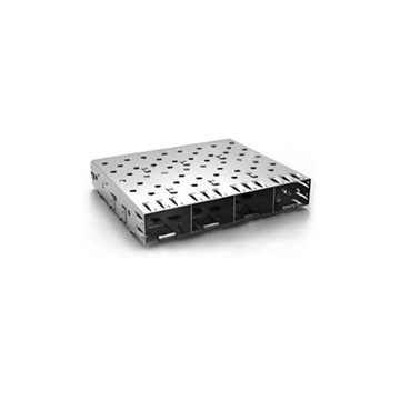 TE 2170285-1 SFP Receptacle with Cage Ganged (1x4) Through Hole Right Angle Press-Fit Board Guide EMI Shielded