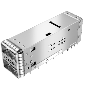 Amphenol U95R1054081T41 Compatible LINK-PP LP21FC01603 QSFP28 2x1 Cage With EMI Spring Finger Light Pipe