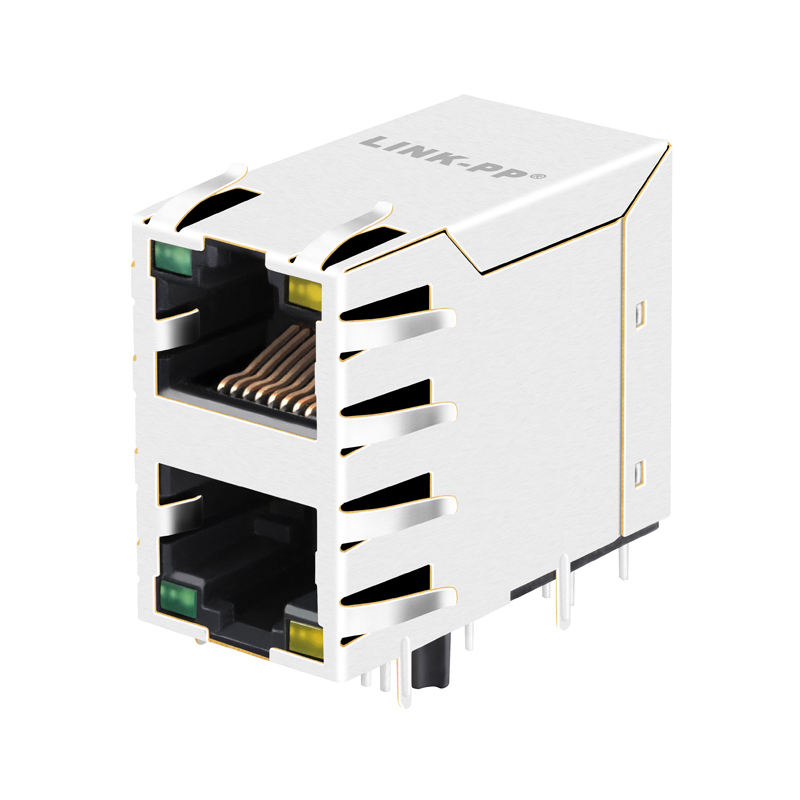 10/100 Base-T RJ45 2X1 Port Magnetic Connectors With EMI Spring Finger ...