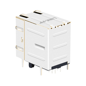 LPJG170349A4NL RJ45 2x1ポートジャック、1000 Base-T内蔵マグネティックス搭載、グリーン＆イエロー/グリーン＆イエローLED搭載（画像4）