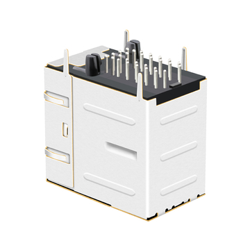 LPJG170349A4NL RJ45 2x1ポートジャック、1000 Base-T内蔵マグネティックス搭載、グリーン＆イエロー/グリーン＆イエローLED搭載（画像5）