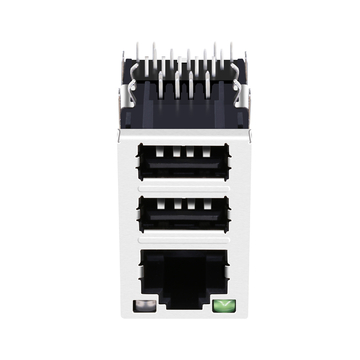 Совместимо с JW0-0006NL LINK-PP LPJU53422B50NL Разъем RJ45 100/1000 Base-T с двумя портами USB 2.0 и зеленым/зелено-желтым светодиодом (изображение 4)