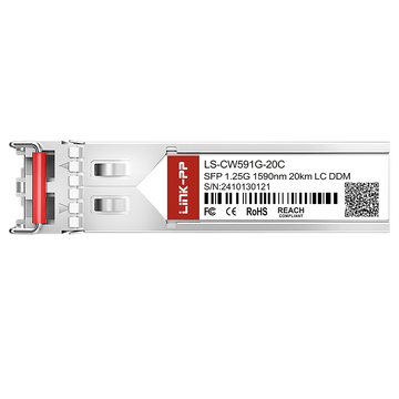 متوافق مع Brocade E1MG-CWDM20-1590 LINK-PP صورة 3 لوحدة الإرسال والاستقبال الضوئية SFP Cwdm بسرعة 1.25 جيجابت/ثانية، بتردد 1590 نانومتر، ومدى 20 كيلومتر، ومنفذ مزدوج LC/UPC، وألياف أحادية الوضع، وتقنية DOM.