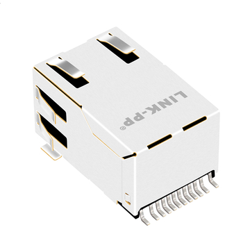 Compatibile con Pulse J3006G21DNL LINK-PP LPJ19394ABNL Connettore RJ45 SMT 10/100 Base-T con magneti integrati e linguetta di sicurezza, LED verde/giallo (immagine 3)