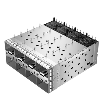 LINK-PP Connettore a gabbia SFP+ 2x4 LP24BC01303 a pressione con dito a molla EMI e guida luce esterna (immagine 2).