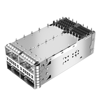 Compatible con Molex 1717222061. LINK-PP LP22FC01003S QSFP28 Jaula y conector 2x2 con resorte EMI (imagen 2)
