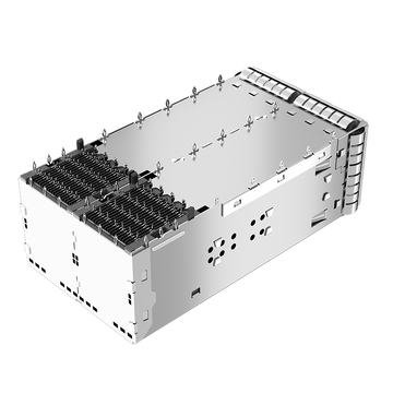 Compatible con Molex 1717222061. LINK-PP LP22FC01003S QSFP28 Jaula y conector 2x2 con resorte EMI (imagen 4)