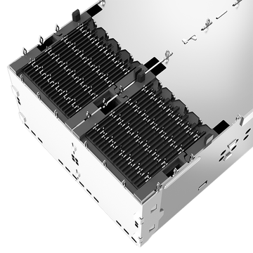 Compatible con Molex 1717222061. LINK-PP LP22FC01003S QSFP28 Jaula y conector 2x2 con resorte EMI (imagen 5)