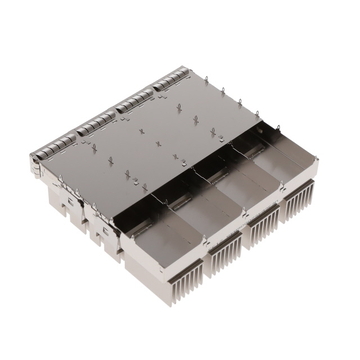 Amphenol UE36-B46200-06A4A Compatible LINK-PP QSFP-DD 1x4 Cage With Heat Sink Connector Press-Fit Through Hole Right Angle