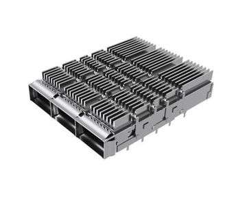 Amphenol UE36C3620005A3A Compatible LINK-PP 1x3 QSFP-DD Cage With Heat Sink Connector Press-Fit Through Hole Right Angle