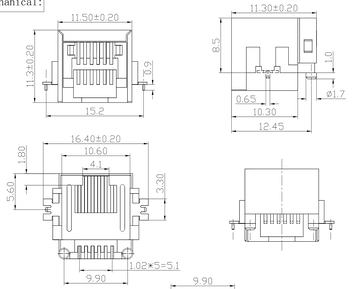 LPJE4706DNL RJ12 1x1 6P6C SMT Connector Without Integrated Magnetics