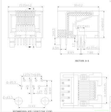 LINK-PP LPJE161-0NNL RJ45 1X1 Jack 8P8C Without Led without Integrated Magnetics