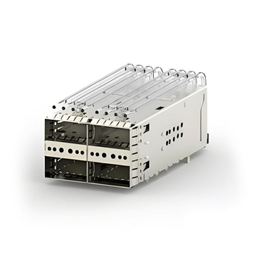 TE 1-2308171-0 ZQSFP+ Cage Assembly with Integrated Connector 2x2 Ports With EMI Shielded Light Pipe
