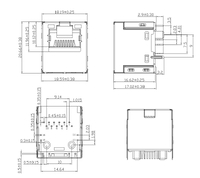 LINK-PP LPJDPB45342-2BHTY 1000Base-T Vertical RJ45 POE++ Magnetics Connector With LED Without EMI Spring Finger (Yellow)
