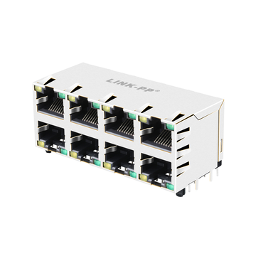 LPJE108-0AGNL rj45 2x4 port pcb jacks without magnetics transformer with yellow green led
