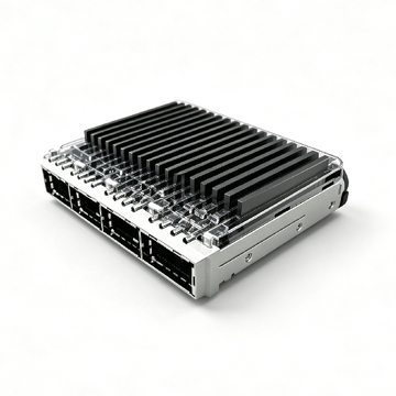 TE 2227024-2 Compatible LINK-PP 1X4 QSFP28 Cage With Heat Sink Included Lightpipe Elastomeric Gasket