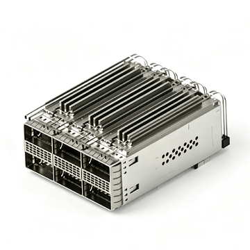 TE 2299924-1 Compatible LINK-PP 2x3 QSFP28 Cage Assembly With Heat Sink Press-Fit Included Lightpipe With EMI Springs