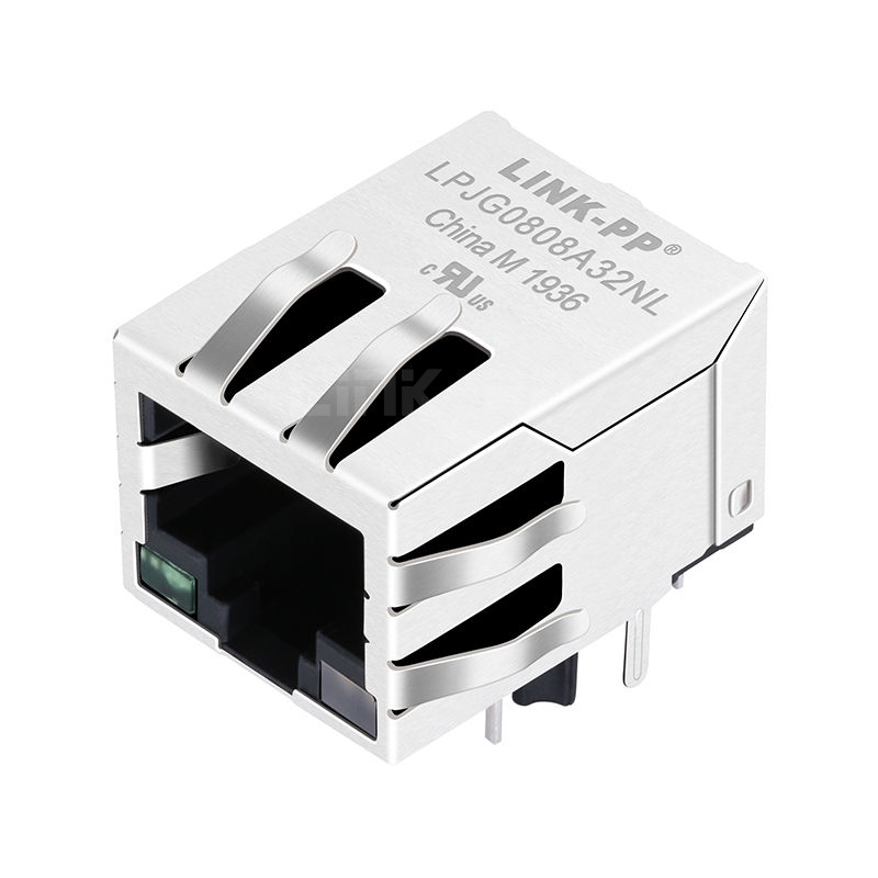 LPJG0803G25NL 100/1000 Base-T Single Port Magnetics RJ45 Jack Tab Down Orange&Green/Yellow Led