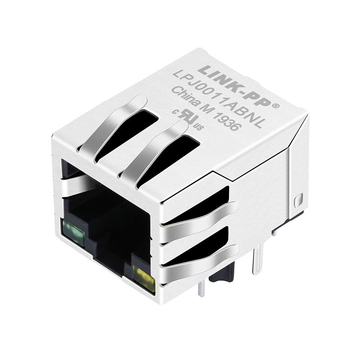 Pulse J00-0213NL Compatible LINK-PP LPJ0011ABNL 10/100 Base-T Tab Down Green/Yellow Led 1 Port Shielded Integrated RJ 45 ICM Connector