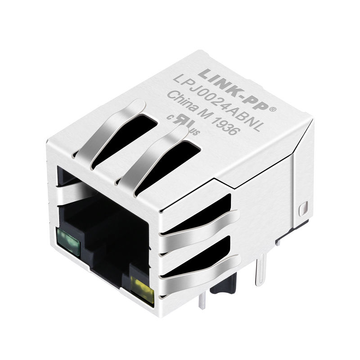 LPJ0024ABNL 10 100 base-t industrial rj45 magjack tab down green yellow led