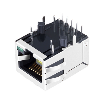 X Meerdere XPJG-01K-1-PK3-310 compatibel LINK-PP LPJ0196AGNL 10/100 Base-T RJ45 PoE magnetische jacks, enkele poort, lipje omlaag, gele/groene led (afbeelding 3)