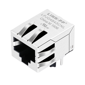 XFMRC XFGIB100T-COMBO1-4MS Compatible LINK-PP LPJG4843CNL 100/1000 Base-T Tab Down Without Led One Port PCB Jack RJ 45 Modular Connector