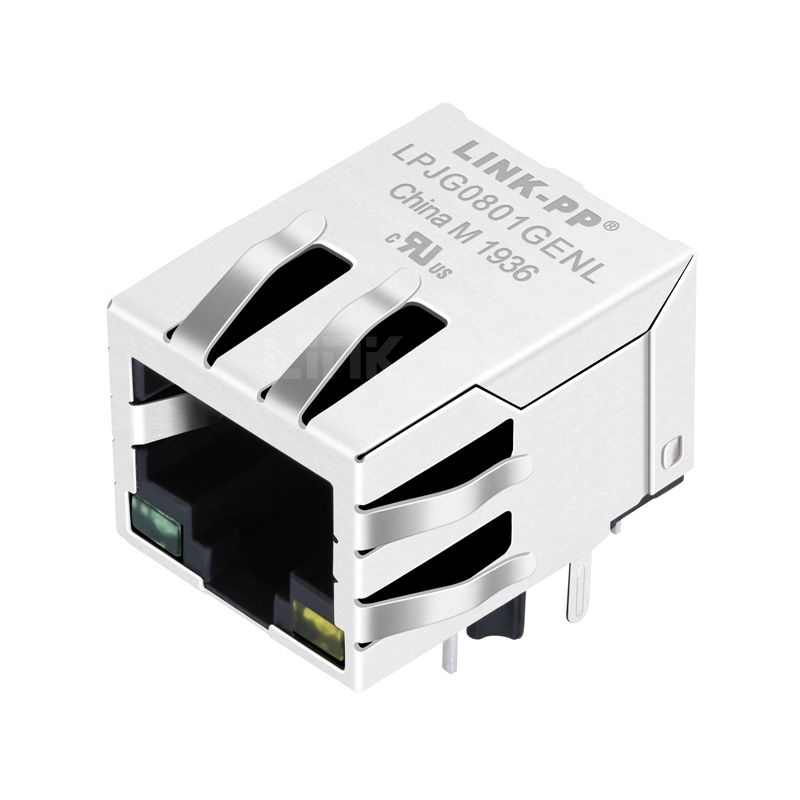 LPJG0801GENL 100/1000 Base-T RJ45 with Integrated Magnetics jack connector Green/Yellow LED Tab Down