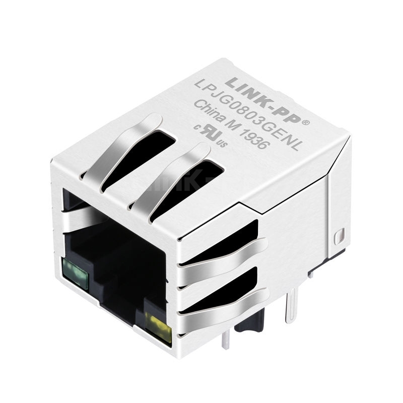 RJGE1FA08T109V1 Compatible LINK-PP LPJG0803GENL 100/1000 Base-T Tab Down Green/Yellow Led 1x1 Port Ethernet Jack RJ-45 Socket