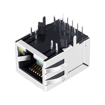 LPJG0806GENL 100/1000 Base-T Geïntegreerde magnetische componenten, RJ45-aansluiting, groene/gele LED, lipje omlaag, RoHS-conform (afbeelding 3)