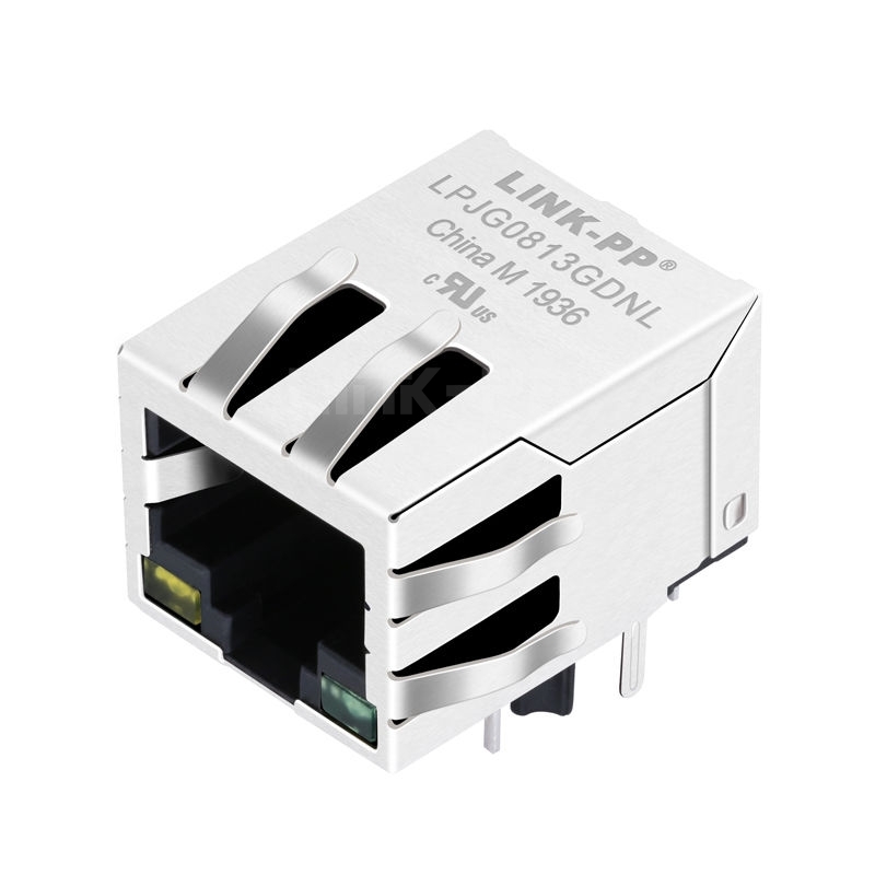 WE 7499111121A Compatible LINK-PP LPJG0813GDNL 100/1000 Base-T Tab Down Yellow/Green Led Single Port Shielded RJ-45 Network Jacks