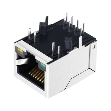 LPJ0011FBNL RJ45 Female Connector with 100 Base-T Magnetics 1x1 Port Tab Down 8P8C Green/Yellow LED image 3