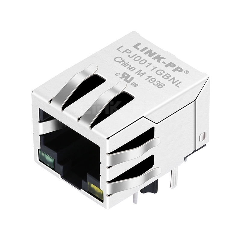 RJ-005B Compatible LINK-PP LPJ0011GBNL 10/100 Base-T Tab Down Green/Yellow Led Single Port Modular Jack RJ45 Connector