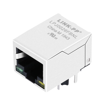 Hanrun HY911103A Compatible LINK-PP LPJ0026FBNL 10/100 Base-T Tab Down Green/Yellow Led 1 Port Shielded Amp Shielded RJ45 Connector