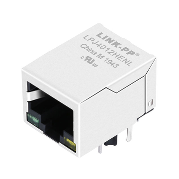 LPJ4012HENL Connettori modulari Ethernet 10/100 Base-T RJ45 1x1 Jack LED verde/giallo con linguetta verso il basso
