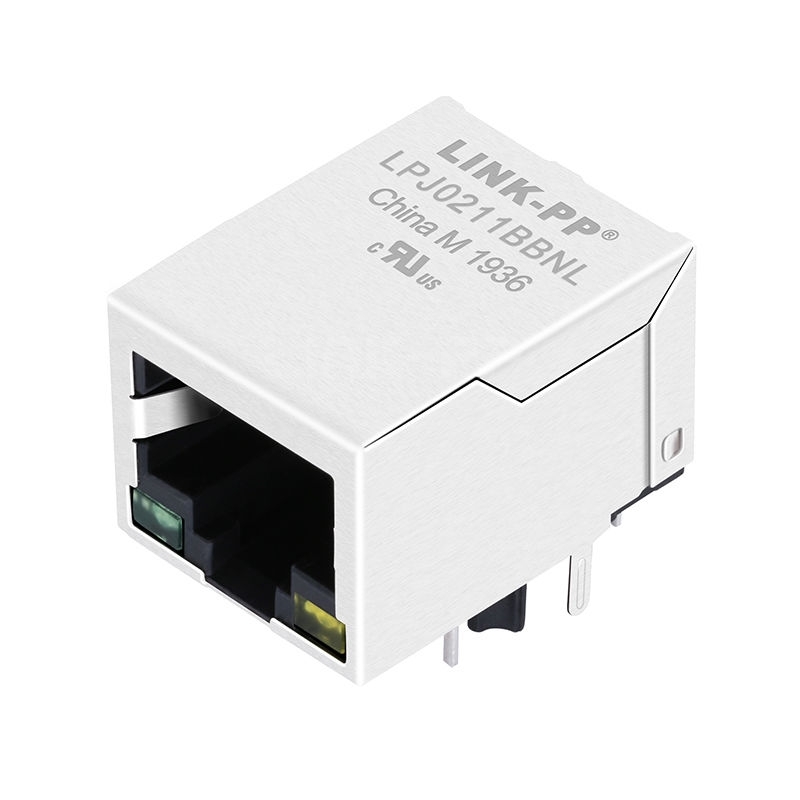 LF1S028-XX Compatible LINK-PP LPJ0211BBNL 10/100 Base-T Tab Down Green/Yellow Led 1x1 Port Cat5e Connector RJ-45 Jack