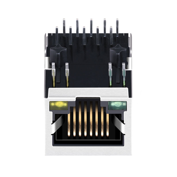 LPJG0801FBNL Θωρακισμένη υποδοχή δικτύου RJ45 10/100/1000 Base-T Πράσινη/κίτρινη λυχνία LED Tab Down εικόνα 2