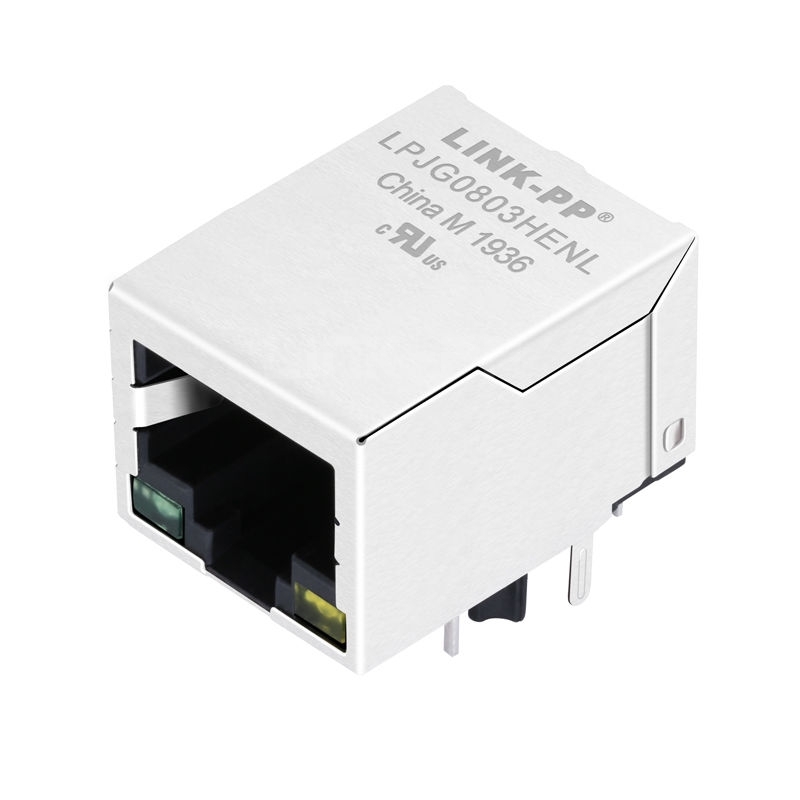LPJG0803HENL 100/1000 Base-T Connector RJ45 Female Jack Magnetics Single Port Tab Down Green/Yellow LED