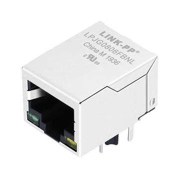 Hanrun HY911130A Compatible LINK-PP LPJG0806FBNL 100/1000 Base-T Tab Down Green/Yellow Led 1 Port Amp Shielded RJ 45 Magjack Connector