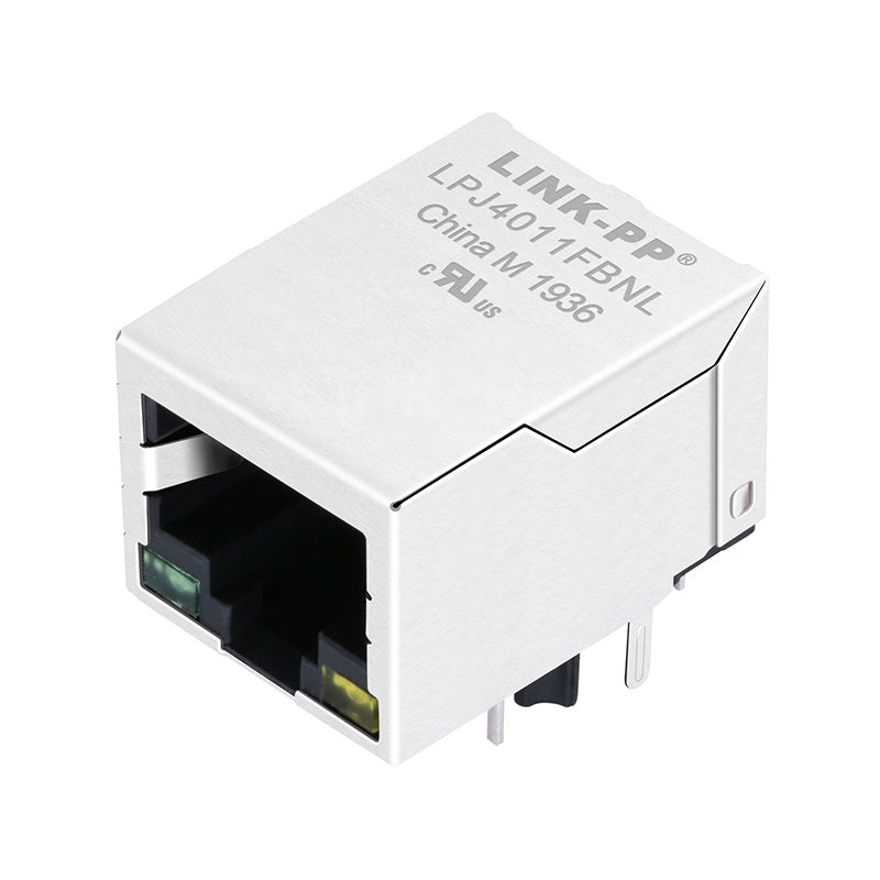 Hanrun HR913550AE Compatible LINK-PP LPJ4011FBNL 10/100 Base-T Tab Down Green/Yellow Led 1x1 Port Cat5e RJ45 8 Pin Connector
