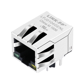 Halo HFJ11-RP26E-L12RL-compatibel LINK-PP LPJ0104GENL 10/100 Base-T 1x1 poort afgeschermde RJ45 PoE-connector met lipje omlaag en groene/gele LED