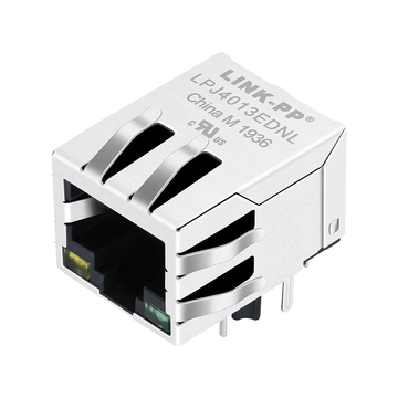 RJLB060TC1 Compatible LINK-PP LPJ4013EDNL 10/100 Base-T 8P8C Shielded RJ45 Jack with magnetics 1x1 Port Tab Down Yellow/Green Led