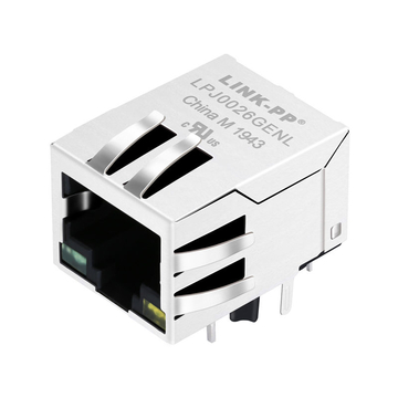 WE MIC25013-511T-LF3 Compatible LINK-PP LPJ0026GENL 10/100 Base-T Tab Down Green/Yellow Led 1 Port Shielded Industrial RJ45 Ethernet Connector