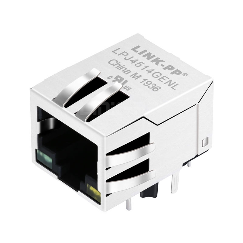 XFMRS XFVOIP5E-CLGY1-4MS Compatible LINK-PP LPJ4514GENL 10/100 Base-T Tab Down Green/Yellow Led 1 Port 10P8C POE+ RJ45 Modular Jack